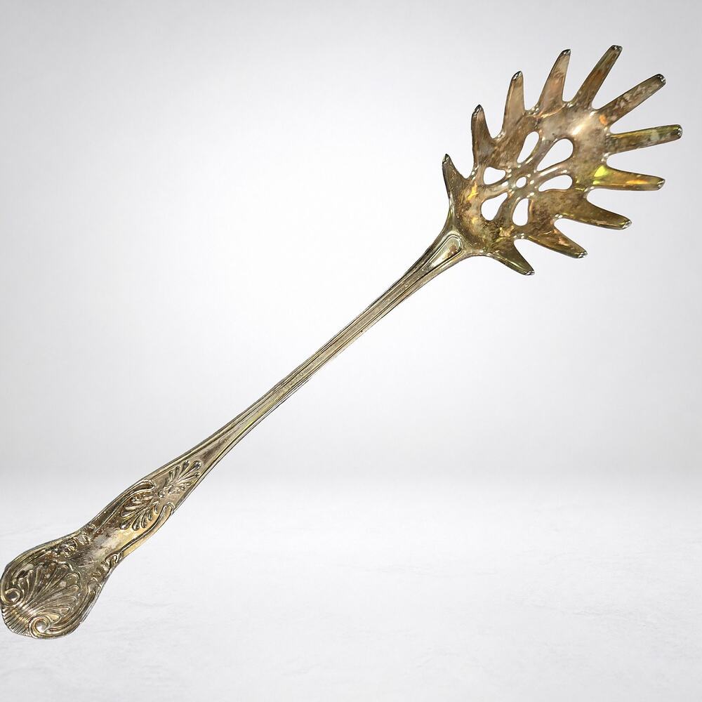 Vintage Silverplate Pasta Spaghetti Server 10.5in Claw Tine Shell Handle